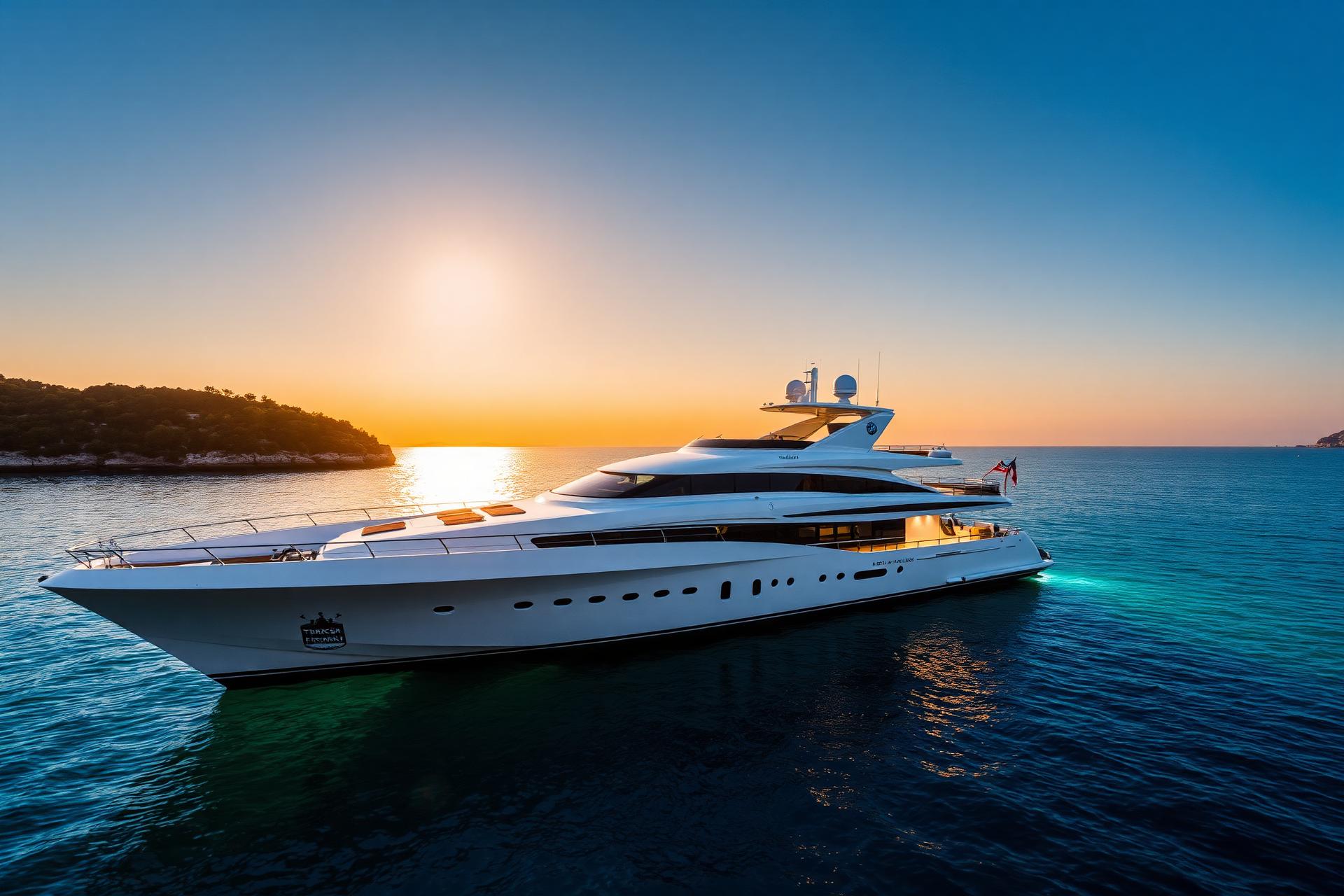 Luxury yacht at sunset in Šibenik, Croatia